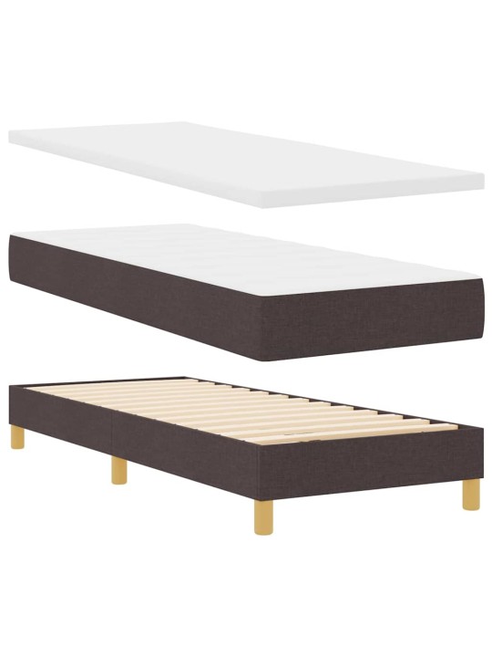 Kastītes atsperu gulta tumši brūns un balts 80 x 200 cm audums