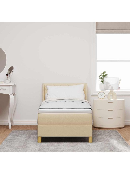 Gulta ar atsperēm ar matraci krēmkrāsa 80 x 200 cm audums