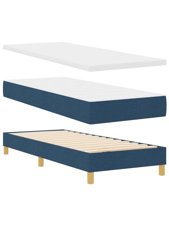 Gulta ar atsperēm ar matraci zila 80 x 200 cm audums