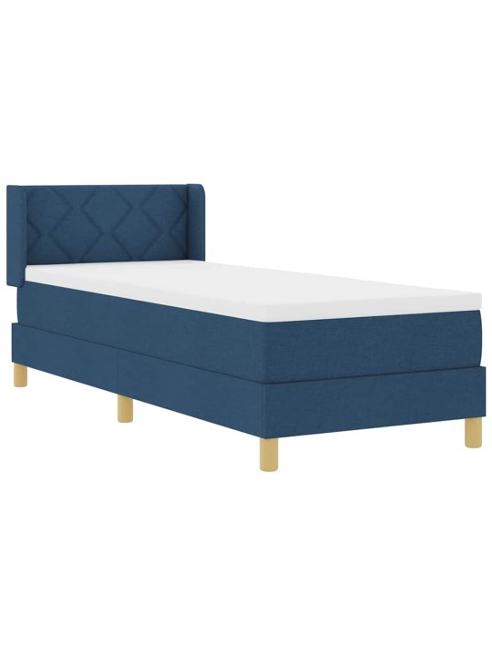 Gulta ar atsperēm ar matraci zila 80 x 200 cm audums