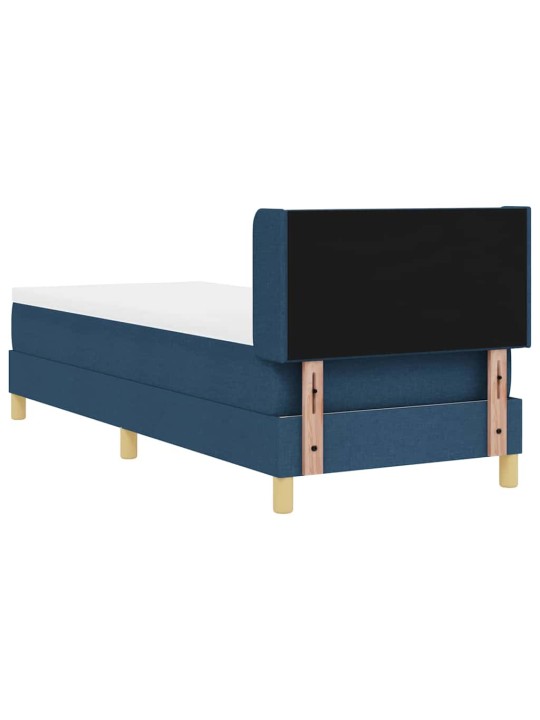 Gulta ar atsperēm ar matraci zila 80 x 200 cm audums
