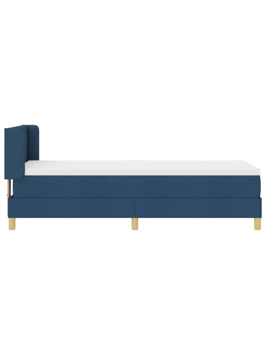 Gulta ar atsperēm ar matraci zila 80 x 200 cm audums