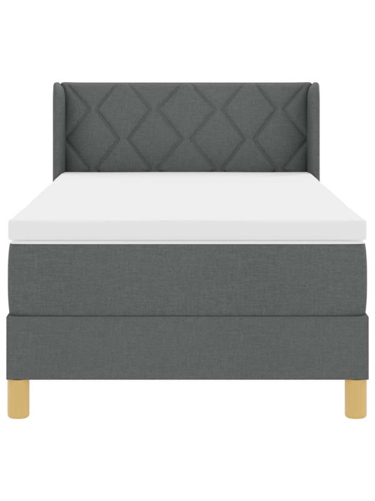 Gulta ar atsperēm ar matraci tumši pelēka 90 x 190 cm audums