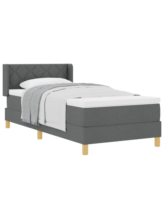 Gulta ar atsperēm ar matraci tumši pelēka 90 x 190 cm audums