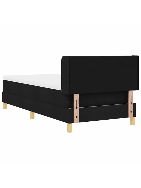 Gulta ar atsperēm ar matraci melna 90 x 190 cm audums
