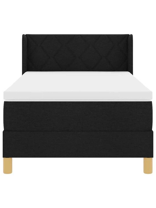 Gulta ar atsperēm ar matraci melna 90 x 190 cm audums