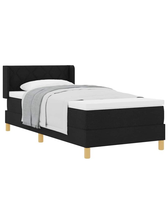 Gulta ar atsperēm ar matraci melna 90 x 190 cm audums