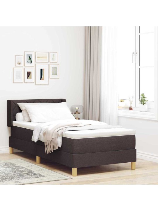 Kastītes atsperu gulta ar matraci tumši brūna 90 x 200 cm koka