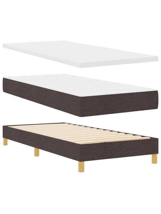 Kastītes atsperu gulta ar matraci tumši brūna 100 x 200 cm