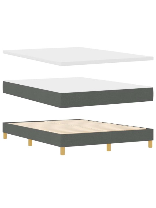 Gulta ar atsperēm ar matraci tumši pelēka 140 x 190 cm audums