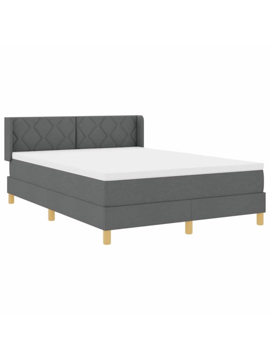 Gulta ar atsperēm ar matraci tumši pelēka 140 x 190 cm audums