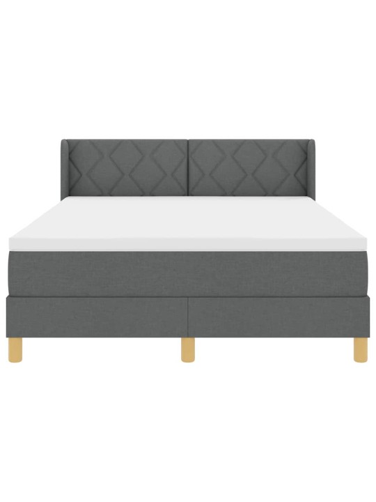 Gulta ar atsperēm ar matraci tumši pelēka 140 x 190 cm audums