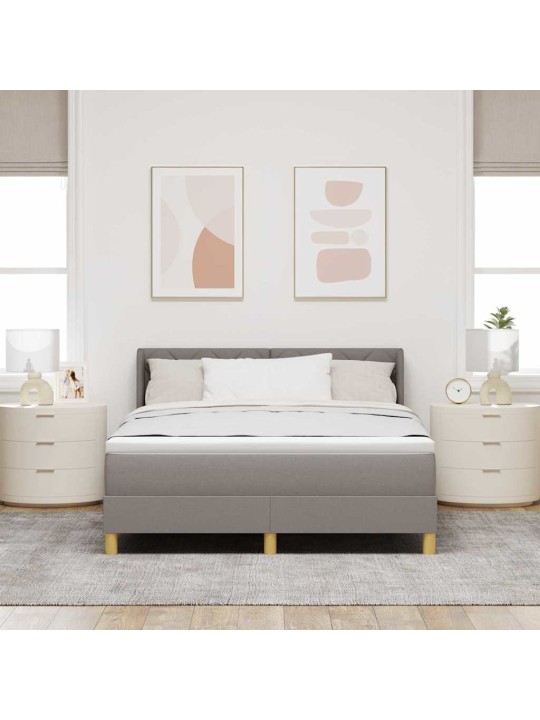 Gulta ar atsperēm ar matraci pelēkbrūna 140 x 190 cm audums