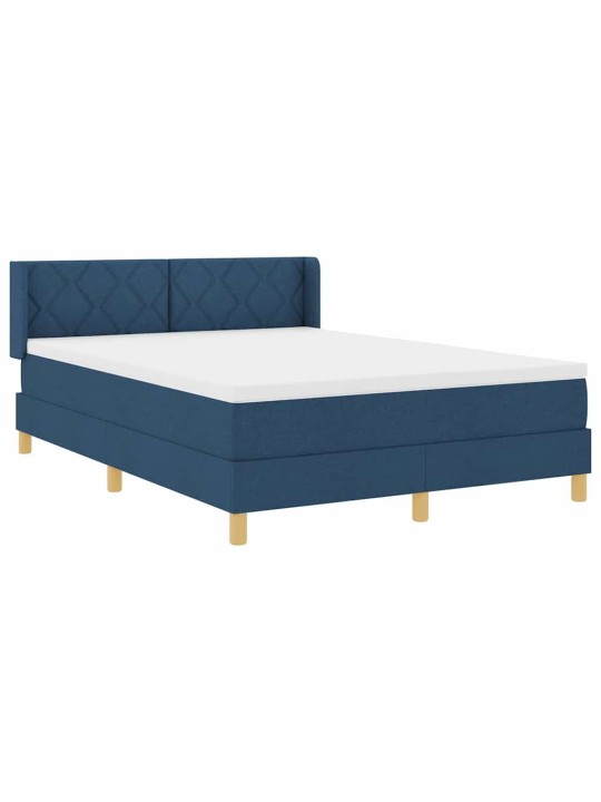 Gulta ar atsperēm ar matraci zila 140 x 190 cm audums