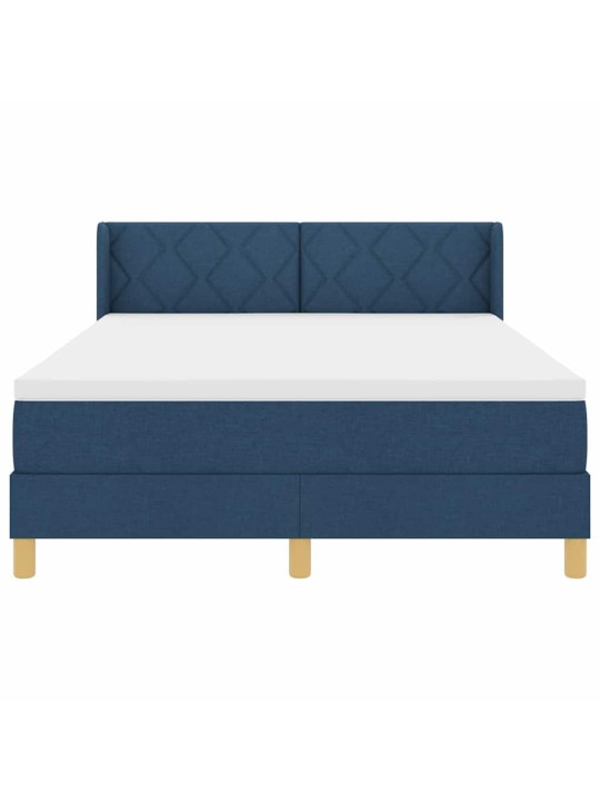 Gulta ar atsperēm ar matraci zila 140 x 190 cm audums