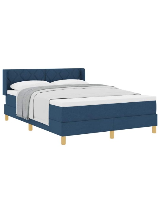 Gulta ar atsperēm ar matraci zila 140 x 190 cm audums