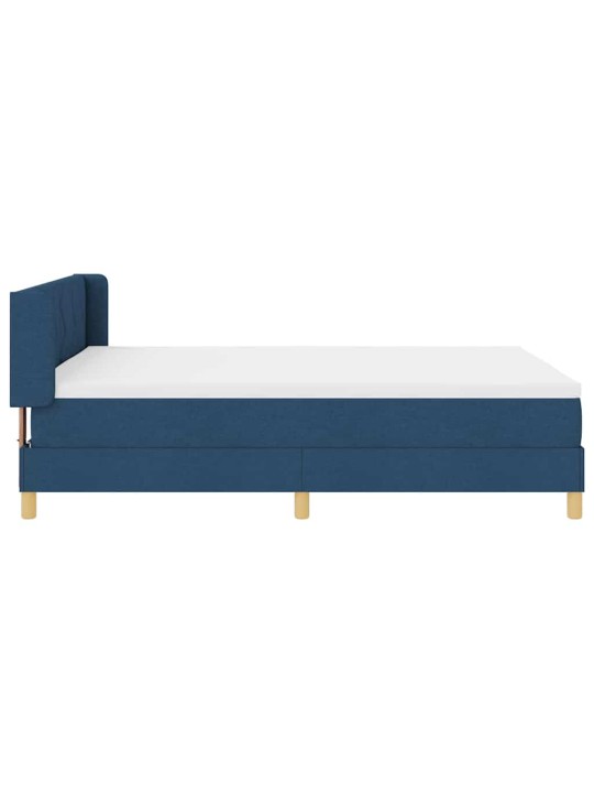Gulta ar atsperēm ar matraci zila 140 x 190 cm audums