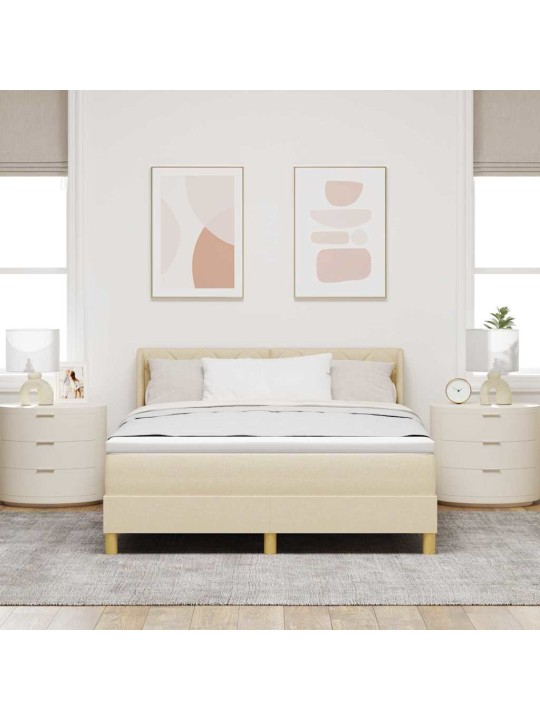 Gulta ar atsperēm ar matraci krēmkrāsa 160 x 200 cm audums