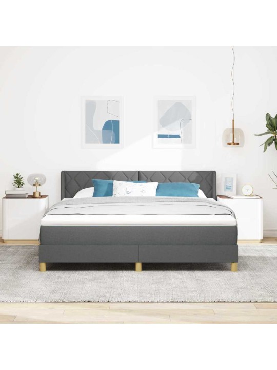 Gulta ar atsperēm ar matraci tumši pelēka 180 x 200 cm audums