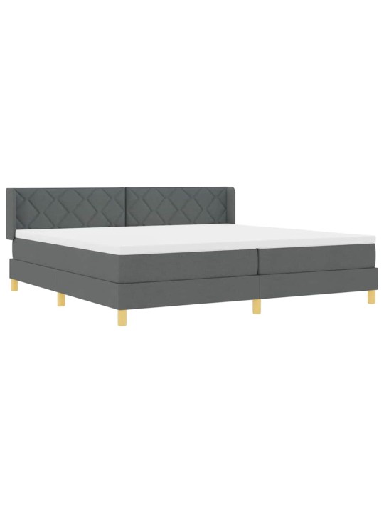 Gulta ar atsperēm ar matraci tumši pelēka 200 x 200 cm audums