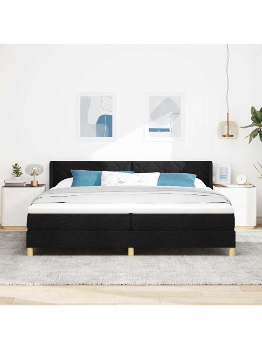Kastītes atsperu gulta melns un balts 200 x 200 cm putas