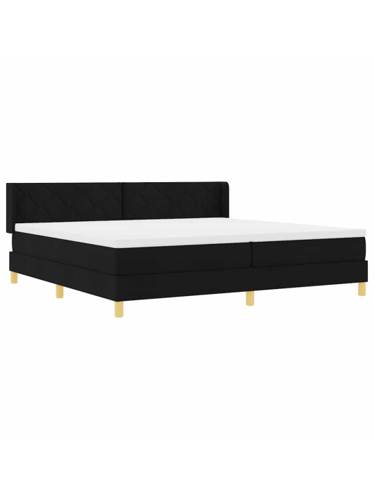Kastītes atsperu gulta melns un balts 200 x 200 cm putas