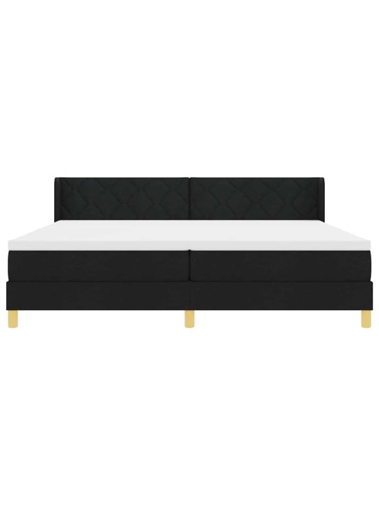 Kastītes atsperu gulta melns un balts 200 x 200 cm putas