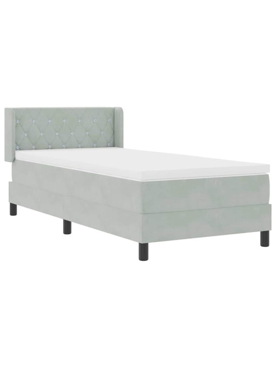 Gultas rāmis ar matraci melnā krāsā 100x200 cm samts ar matraci