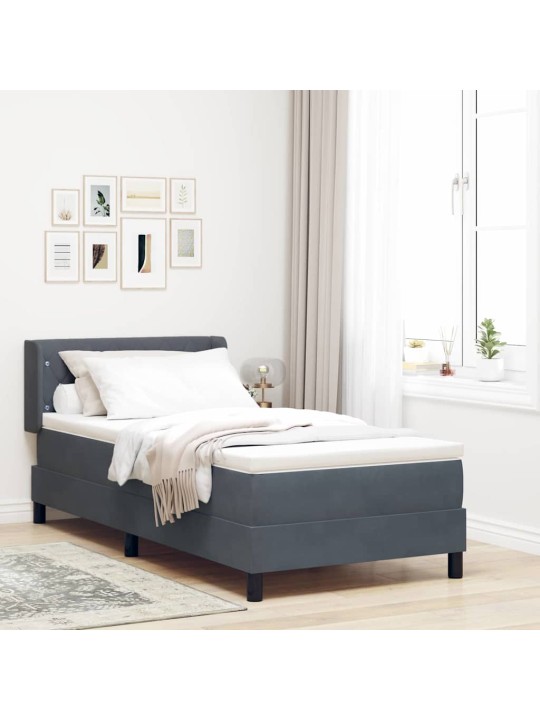 Gultas rāmis ar matraci melnā krāsā 100x200 cm samts ar matraci