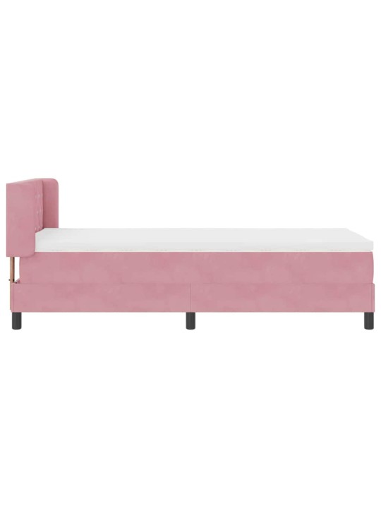 Gultas rāmis ar matraci melnā krāsā 100x200 cm samts rozā