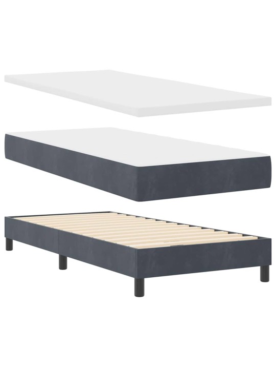 Gultas rāmis ar matraci melnā krāsā 100x200 cm samts ar matraci