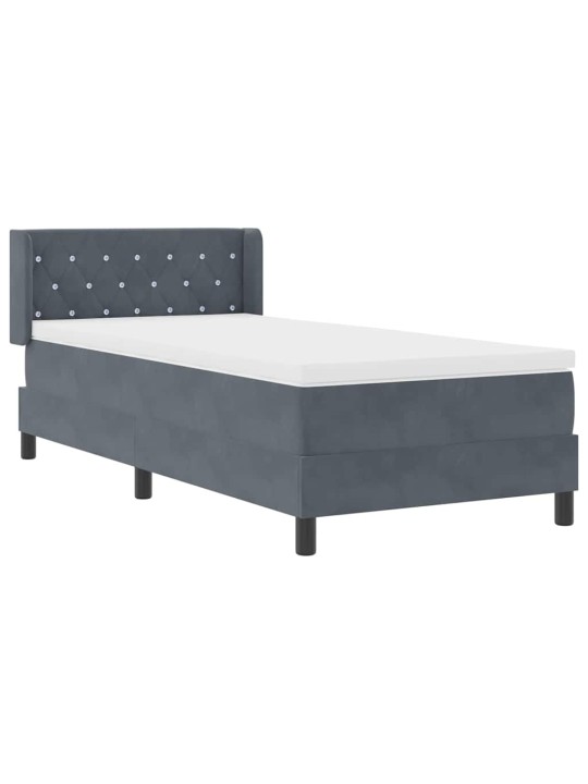 Gultas rāmis ar matraci melnā krāsā 100x200 cm samts ar matraci