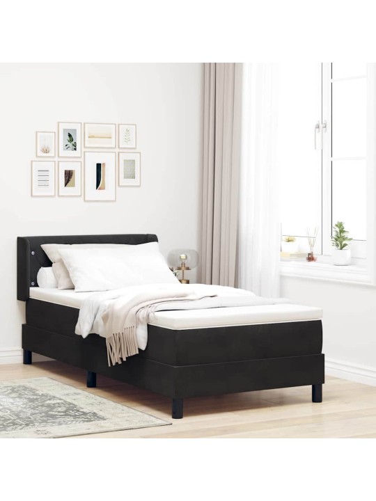 Gultas rāmis ar matraci melnā krāsā 100x200 cm samts melna