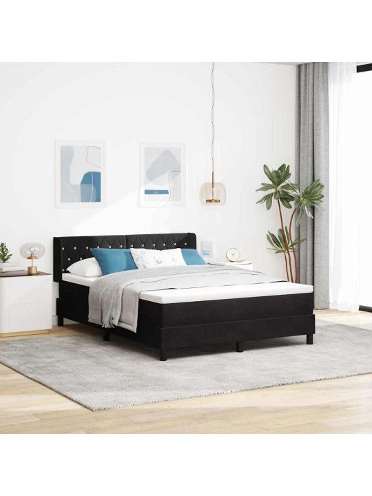 Gultas rāmis ar matraci melnā krāsā 100x200 cm samts melna