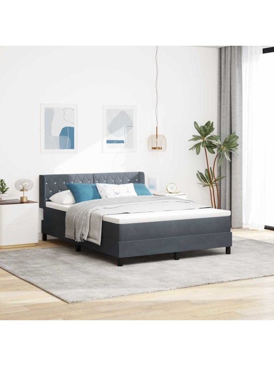 Gultas rāmis ar matraci melnā krāsā 100x200 cm samts ar matraci