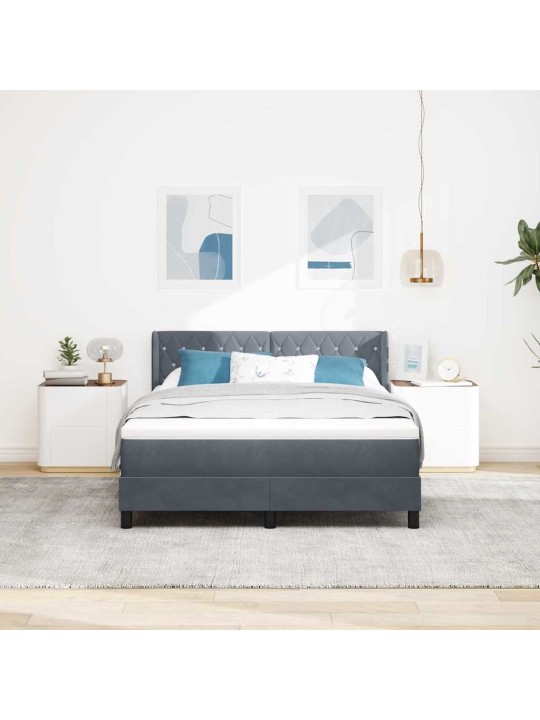 Gultas rāmis ar matraci melnā krāsā 100x200 cm samts ar matraci