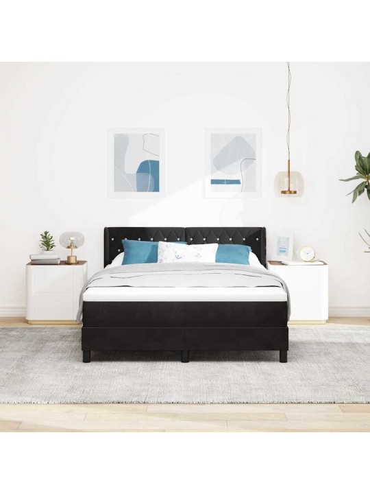 Gultas rāmis ar matraci melnā krāsā 100x200 cm samts melna