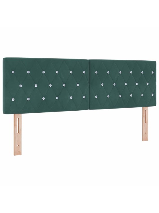 Gultas rāmis ar matraci melnā krāsā 100x200 cm samts tumši zaļa