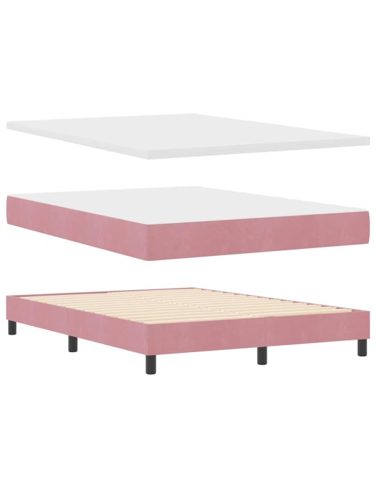 Gultas rāmis ar matraci melnā krāsā 100x200 cm samts rozā