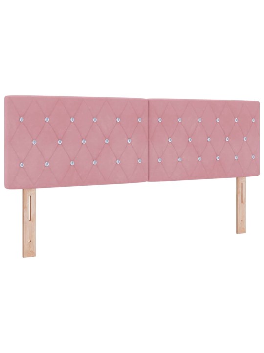 Gultas rāmis ar matraci melnā krāsā 100x200 cm samts rozā