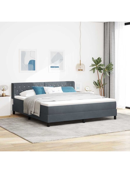 Gultas rāmis ar matraci melnā krāsā 100x200 cm samts ar matraci