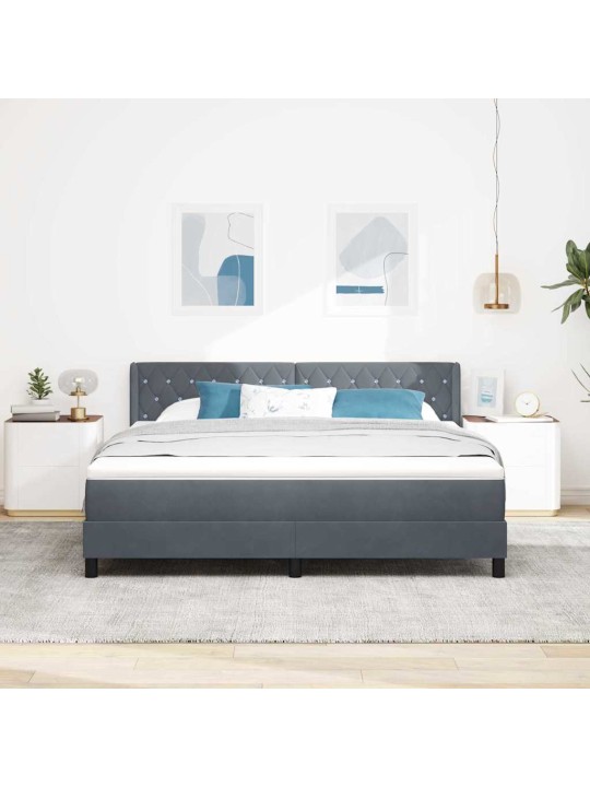 Gultas rāmis ar matraci melnā krāsā 100x200 cm samts ar matraci