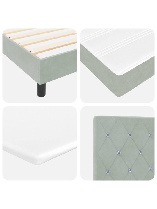Gultas rāmis ar matraci melnā krāsā 100x200 cm samts ar matraci