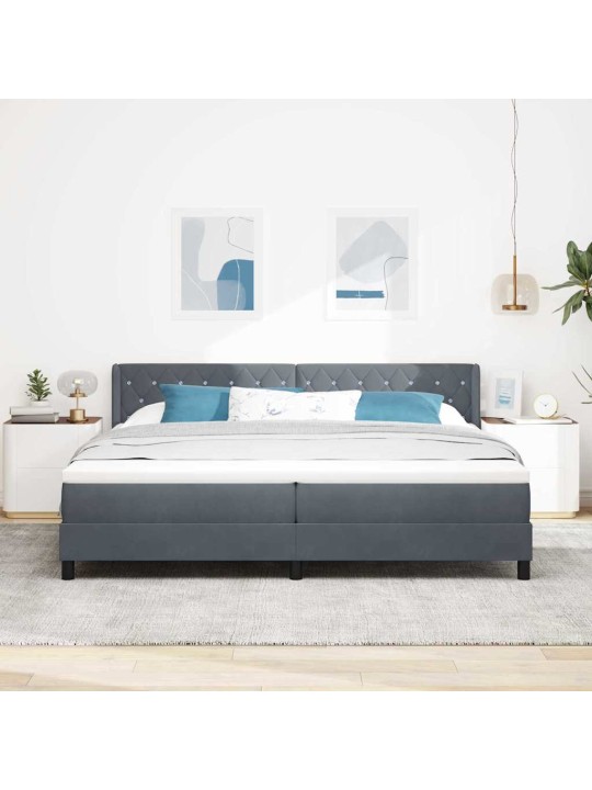 Gultas rāmis ar matraci melnā krāsā 100x200 cm samts ar matraci