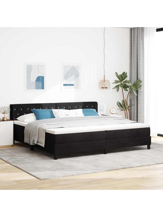 Gultas rāmis ar matraci melnā krāsā 100x200 cm samts melna