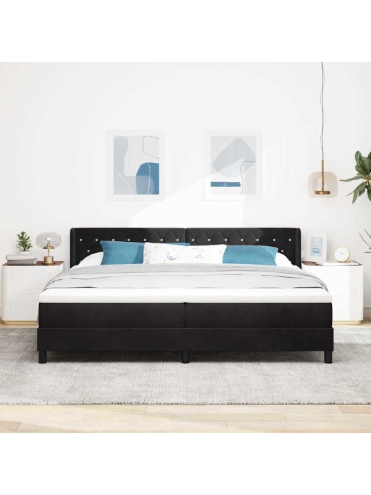 Gultas rāmis ar matraci melnā krāsā 100x200 cm samts melna
