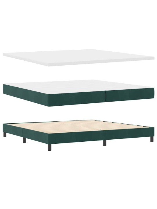 Gultas rāmis ar matraci melnā krāsā 100x200 cm samts tumši zaļa
