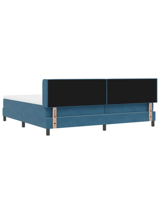 Gultas rāmis ar matraci melnā krāsā 100x200 cm samts tumši zila