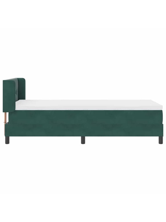 Gultas rāmis ar matraci melnā krāsā 100x200 cm samts tumši zaļa