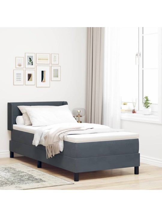 Gultas rāmis ar matraci melnā krāsā 100x200 cm samts ar matraci